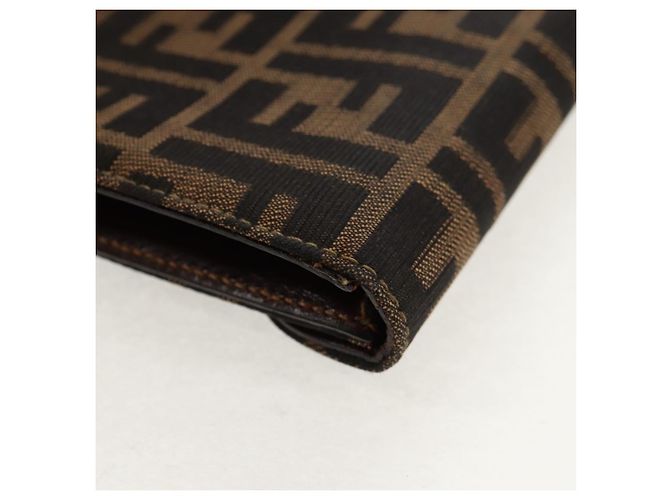 Borsa a mano in tela Zucca FENDI nera e marrone Auth 156483V Nero - vista 15