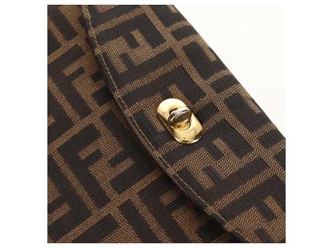 Borsa a mano in tela Zucca FENDI nera e marrone Auth 156483V Nero - vista 19
