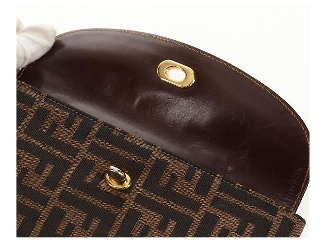 Borsa a mano in tela Zucca FENDI nera e marrone Auth 156483V Nero - vista 20