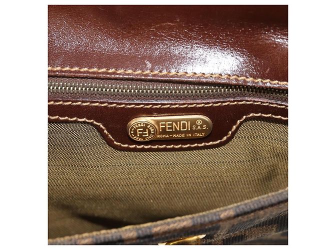 Borsa a mano in tela Zucca FENDI nera e marrone Auth 156483V Nero - vista 21