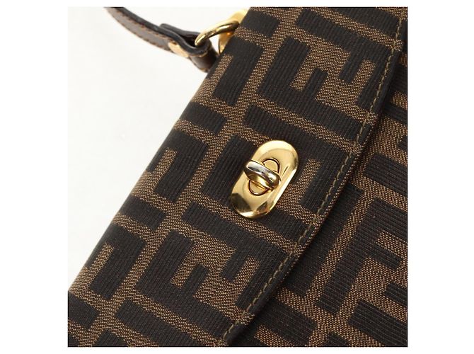 Borsa a mano in tela Zucca FENDI nera e marrone Auth 156483V Nero - vista 27
