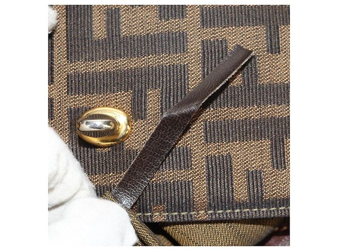 Borsa a mano in tela Zucca FENDI nera e marrone Auth 156483V Nero - vista 28