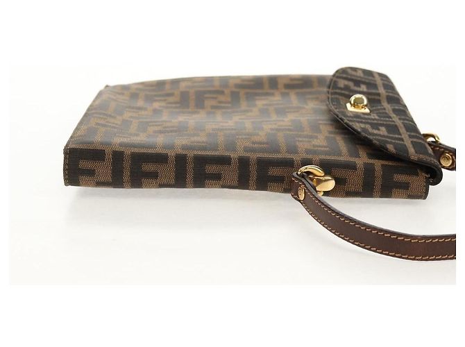 Borsa a mano in tela Zucca FENDI nera e marrone Auth 156483V Nero - vista 4