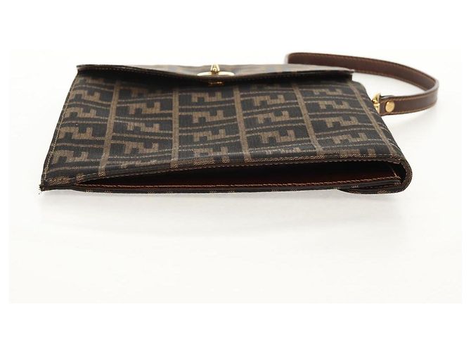 Borsa a mano in tela Zucca FENDI nera e marrone Auth 156483V Nero - vista 5