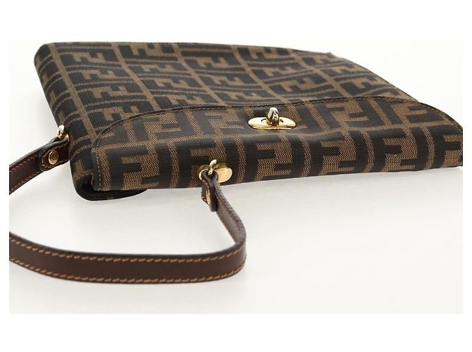Borsa a mano in tela Zucca FENDI nera e marrone Auth 156483V Nero - vista 6