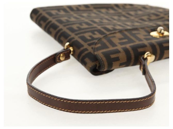 Borsa a mano in tela Zucca FENDI nera e marrone Auth 156483V Nero - vista 7