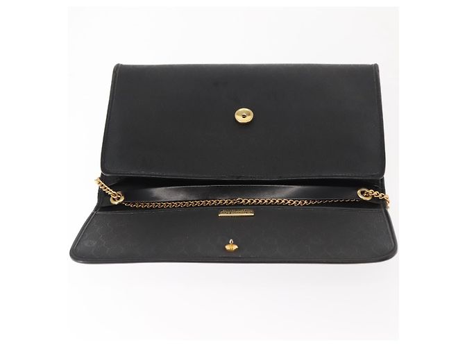 Borsa a spalla in tela a nido d'ape Christian Dior con catena in PVC nera e dorata Auth 148882 - vista 15