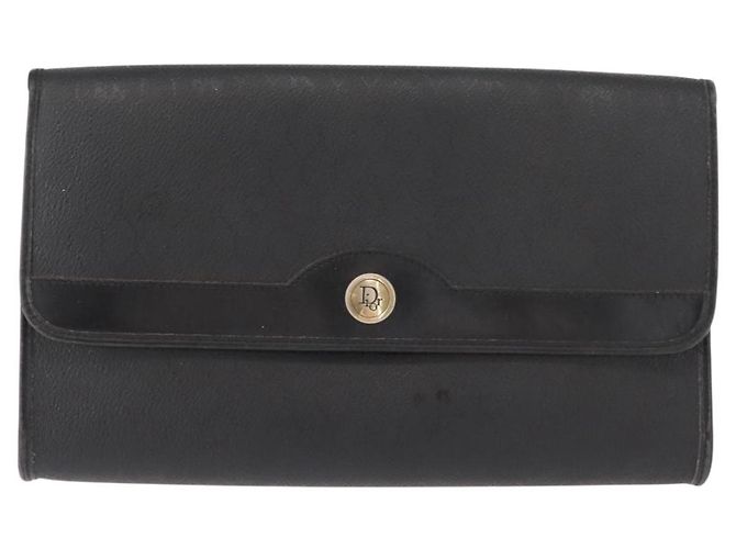 Borsa a spalla in tela a nido d'ape Christian Dior con catena in PVC nera e dorata Auth 148882 - vista 2