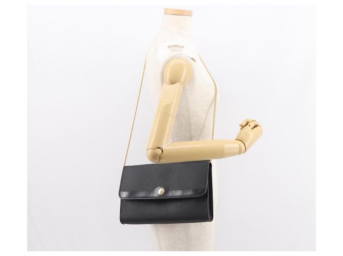 Borsa a spalla in tela a nido d'ape Christian Dior con catena in PVC nera e dorata Auth 148882 - vista 21