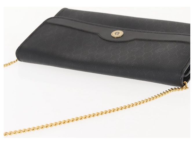 Borsa a spalla in tela a nido d'ape Christian Dior con catena in PVC nera e dorata Auth 148882 - vista 6