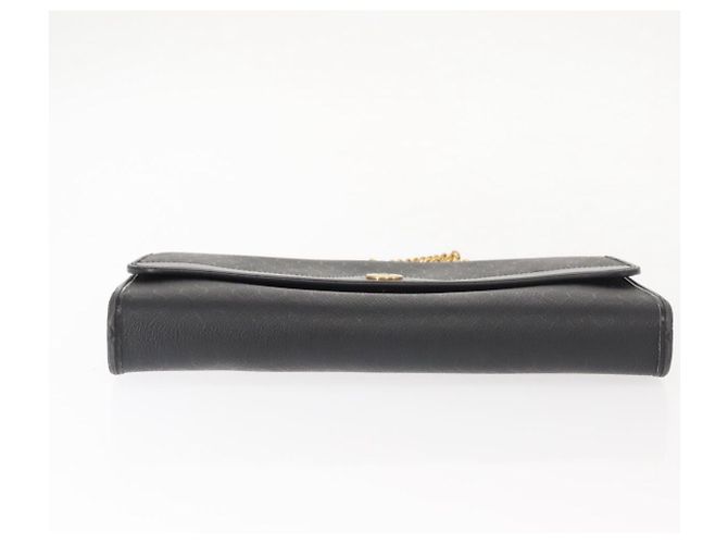 Borsa a spalla in tela a nido d'ape Christian Dior con catena in PVC nera e dorata Auth 148882 - vista 9