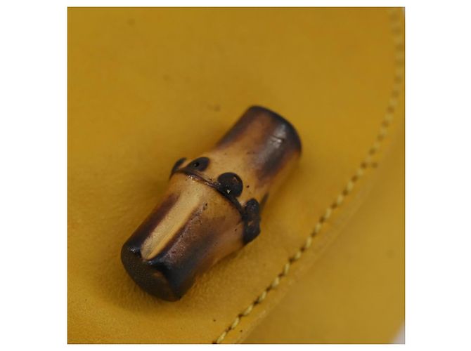 Set da cucire in pelle Gucci Bamboo giallo Auth 147379 - vista 14