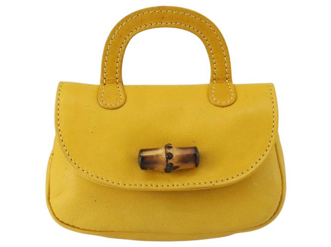 Set da cucire in pelle Gucci Bamboo giallo Auth 147379 - vista 2