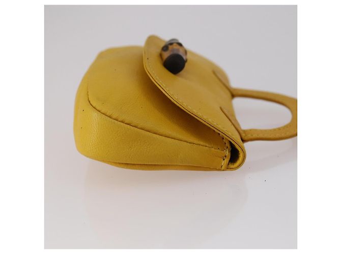Set da cucire in pelle Gucci Bamboo giallo Auth 147379 - vista 4