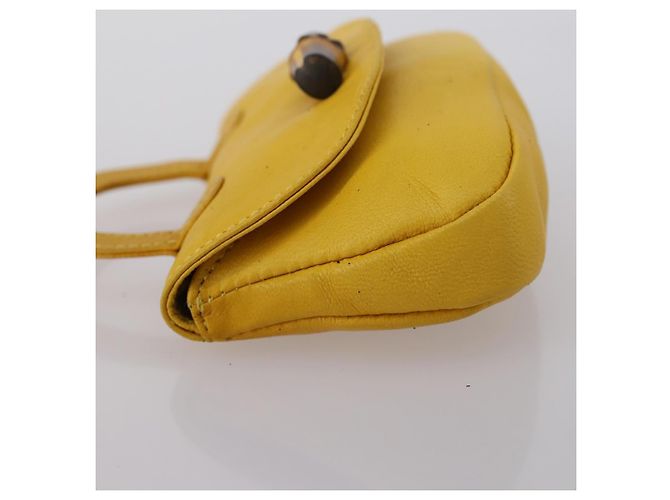 Set da cucire in pelle Gucci Bamboo giallo Auth 147379 - vista 5