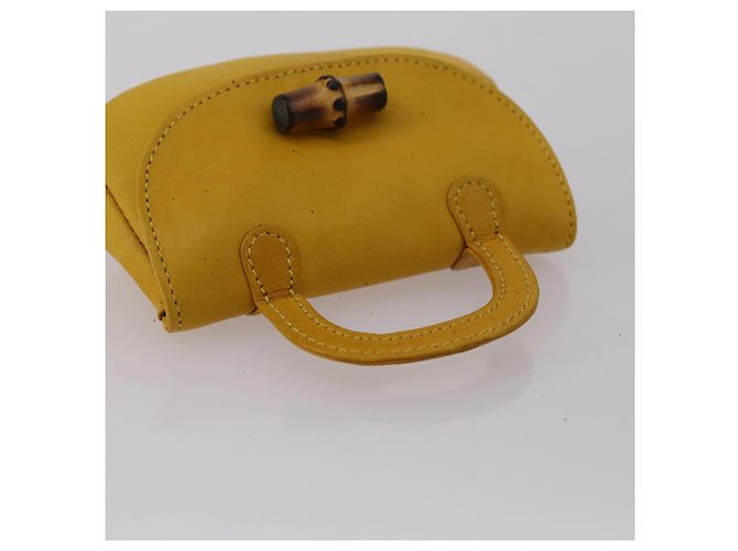 Set da cucire in pelle Gucci Bamboo giallo Auth 147379 - vista 6