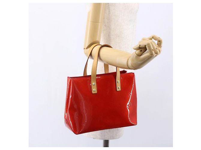 LOUIS VUITTON Monogram Vernis Reade PM Borsa a Mano Rossa M91088 LV Auth BA7437 Rosso - vista 21