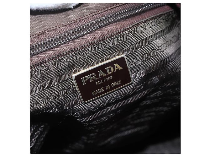 PRADA Borsa a Spalla con Frange in Nylon Kaki Oro Auth bs30567 D'oro Cachi - vista 14