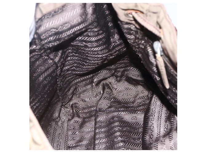 PRADA Borsa a Spalla con Frange in Nylon Kaki Oro Auth bs30567 D'oro Cachi - vista 18