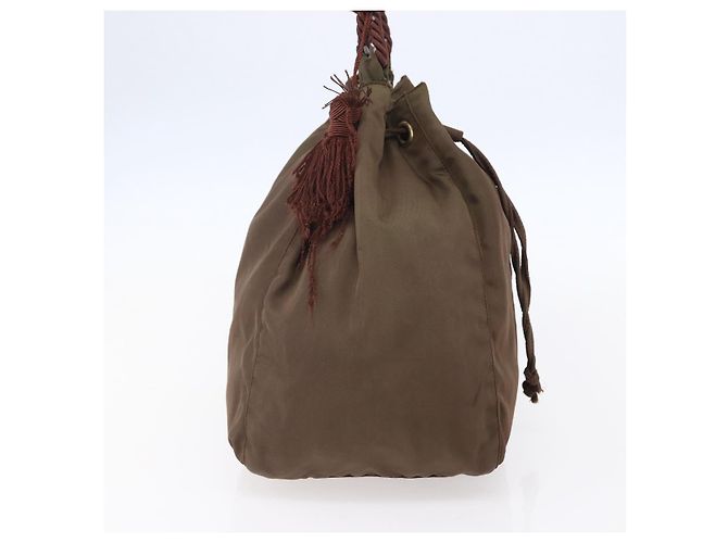 PRADA Borsa a Spalla con Frange in Nylon Kaki Oro Auth bs30567 D'oro Cachi - vista 4