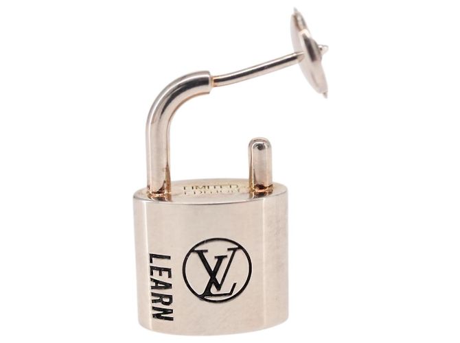 Louis Vuitton Orecchino Lockit Learn in metallo argento Q16091 LV Auth BA7450 - vista 2