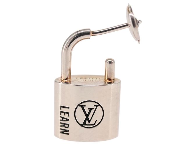 Louis Vuitton Orecchino Lockit Learn in metallo argento Q16091 LV Auth BA7450 - vista 3