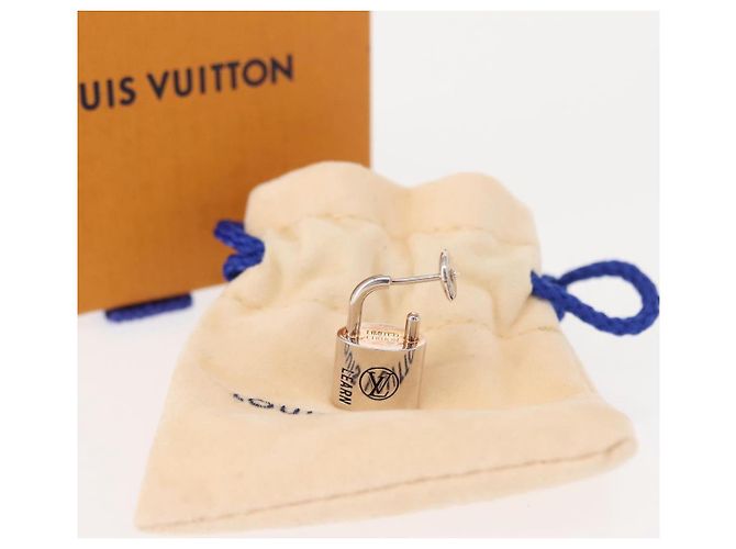 Louis Vuitton Orecchino Lockit Learn in metallo argento Q16091 LV Auth BA7450 - vista 9