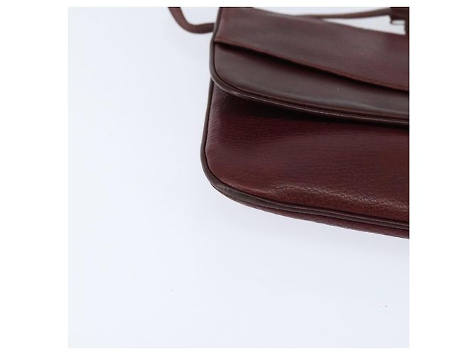 Cartier Borsa a spalla Must Line in pelle Bordeaux e oro Auth ki6147 D'oro Bordò - vista 10