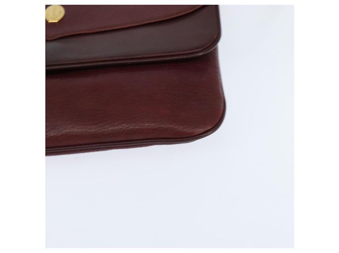 Cartier Borsa a spalla Must Line in pelle Bordeaux e oro Auth ki6147 D'oro Bordò - vista 11