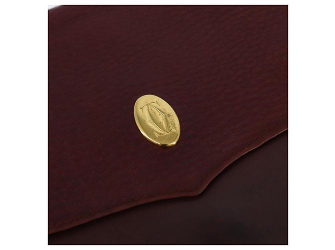 Cartier Borsa a spalla Must Line in pelle Bordeaux e oro Auth ki6147 D'oro Bordò - vista 14