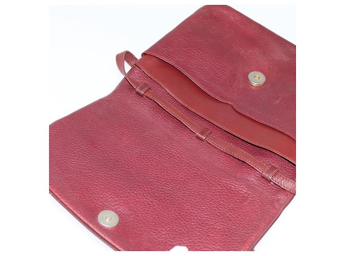 Cartier Borsa a spalla Must Line in pelle Bordeaux e oro Auth ki6147 D'oro Bordò - vista 15