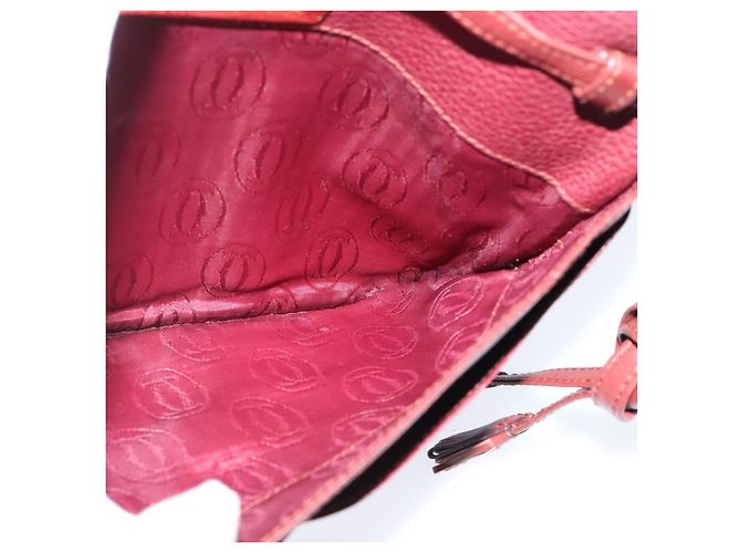 Cartier Borsa a spalla Must Line in pelle Bordeaux e oro Auth ki6147 D'oro Bordò - vista 18