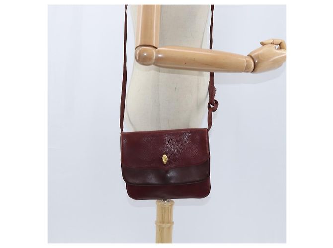 Cartier Borsa a spalla Must Line in pelle Bordeaux e oro Auth ki6147 D'oro Bordò - vista 22