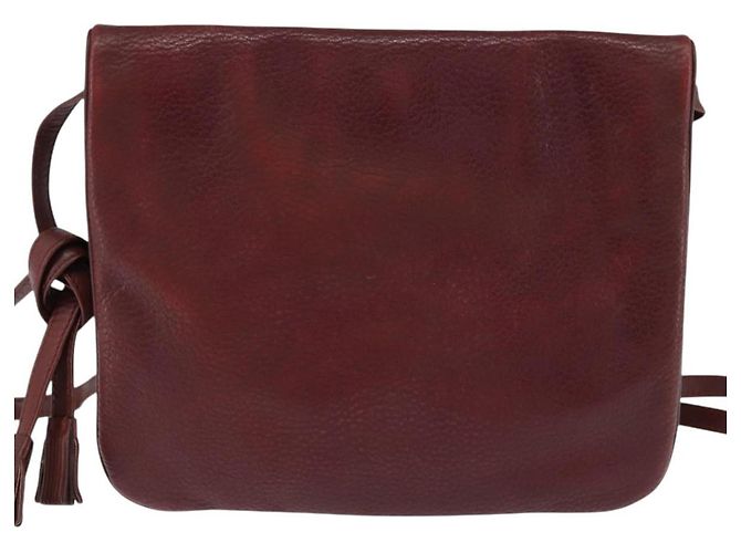Cartier Borsa a spalla Must Line in pelle Bordeaux e oro Auth ki6147 D'oro Bordò - vista 3