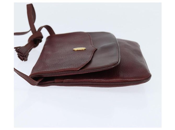 Cartier Borsa a spalla Must Line in pelle Bordeaux e oro Auth ki6147 D'oro Bordò - vista 4