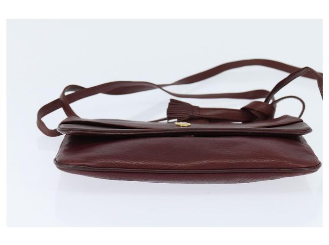Cartier Borsa a spalla Must Line in pelle Bordeaux e oro Auth ki6147 D'oro Bordò - vista 9