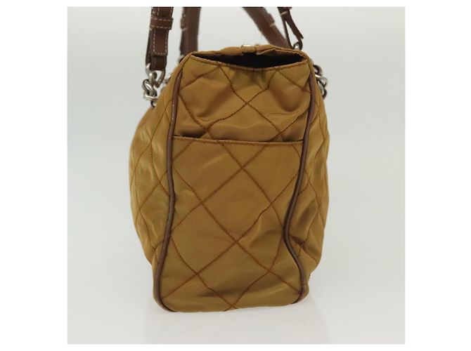 Borsa a Spalla con Catena PRADA Nylon Beige Argento Autentica 140091 - vista 4