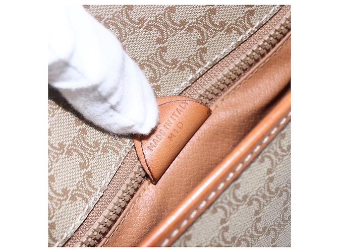 Céline Sac à bandoulière en toile Macadam CELINE PVC Beige Or Auth bs31210 Doré - vue 12