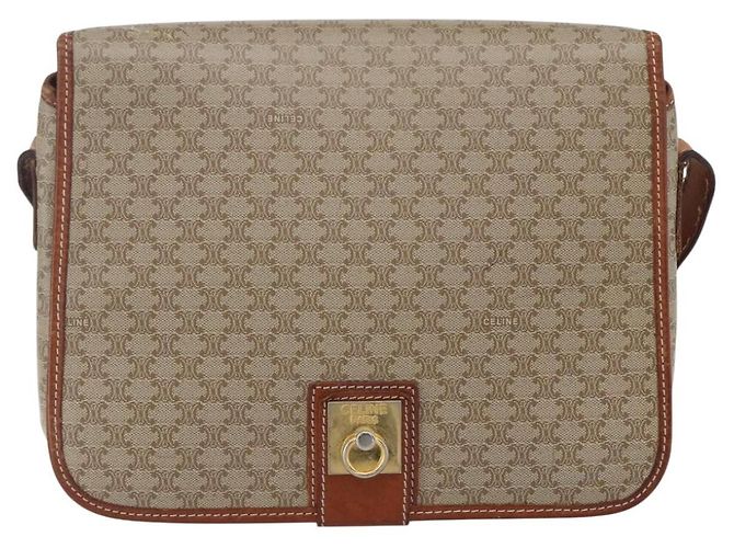 Céline Sac à bandoulière en toile Macadam CELINE PVC Beige Or Auth bs31210 Doré - vue 13