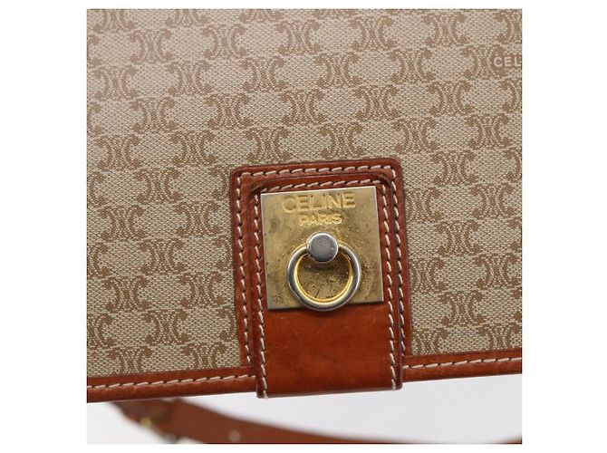 Céline Sac à bandoulière en toile Macadam CELINE PVC Beige Or Auth bs31210 Doré - vue 18