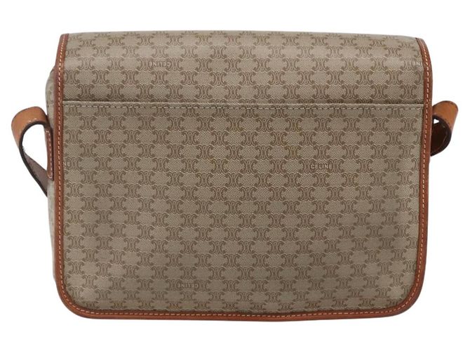 Céline Sac à bandoulière en toile Macadam CELINE PVC Beige Or Auth bs31210 Doré - vue 2