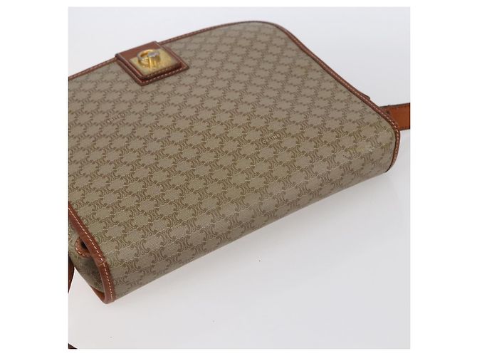 Céline Sac à bandoulière en toile Macadam CELINE PVC Beige Or Auth bs31210 Doré - vue 6