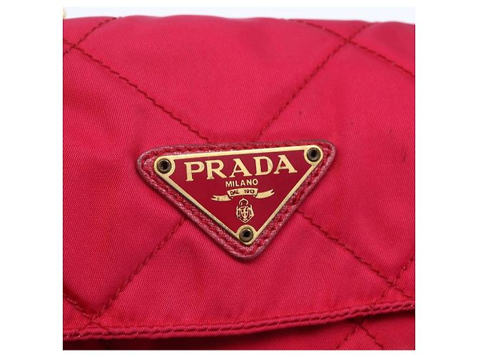 PRADA Borsa a Spalla Trapuntata con Catena Nylon Rosa Oro Auth mr1558 D'oro - vista 18