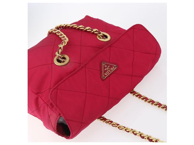 PRADA Borsa a Spalla Trapuntata con Catena Nylon Rosa Oro Auth mr1558 D'oro - vista 6