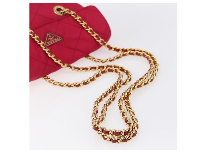PRADA Borsa a Spalla Trapuntata con Catena Nylon Rosa Oro Auth mr1558 D'oro - vista 7