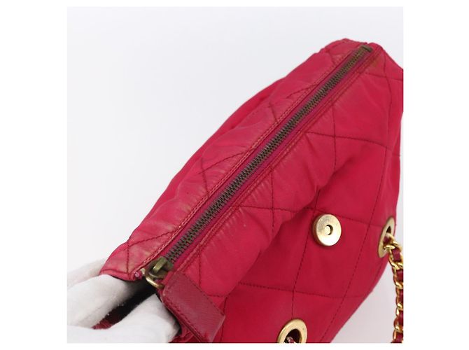 PRADA Borsa a Spalla Trapuntata con Catena Nylon Rosa Oro Auth mr1558 D'oro - vista 9