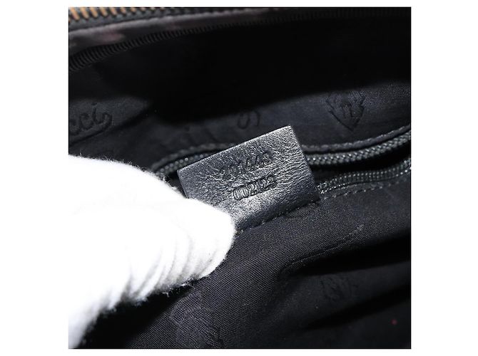 Borsa GG Implementation Gucci in tela rivestita nera argento 201448 Auth ka108 Nero - vista 12