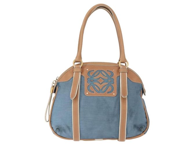LOEWE Borsa a Mano Anagram Nylon Blu Oro Auth bs31204 D'oro - vista 13