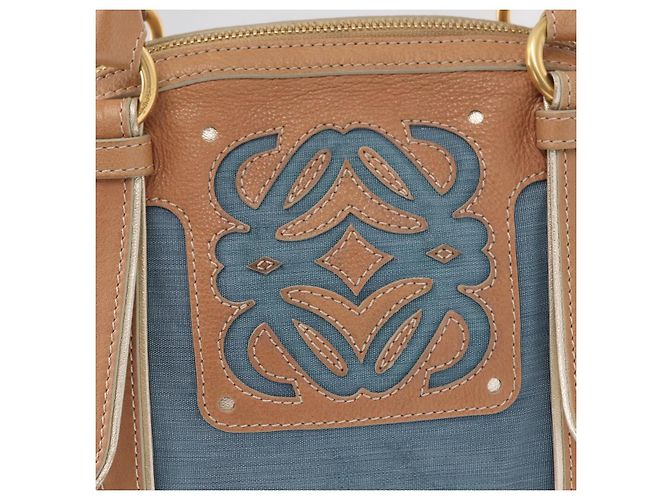 LOEWE Borsa a Mano Anagram Nylon Blu Oro Auth bs31204 D'oro - vista 17