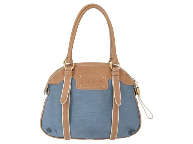 LOEWE Borsa a Mano Anagram Nylon Blu Oro Auth bs31204 D'oro - vista 2